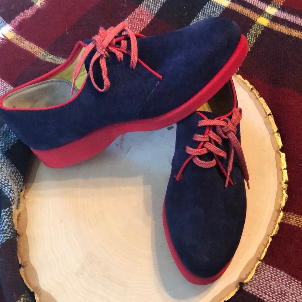 Vintage Blue suede Hush Puppies grunge golf shoes